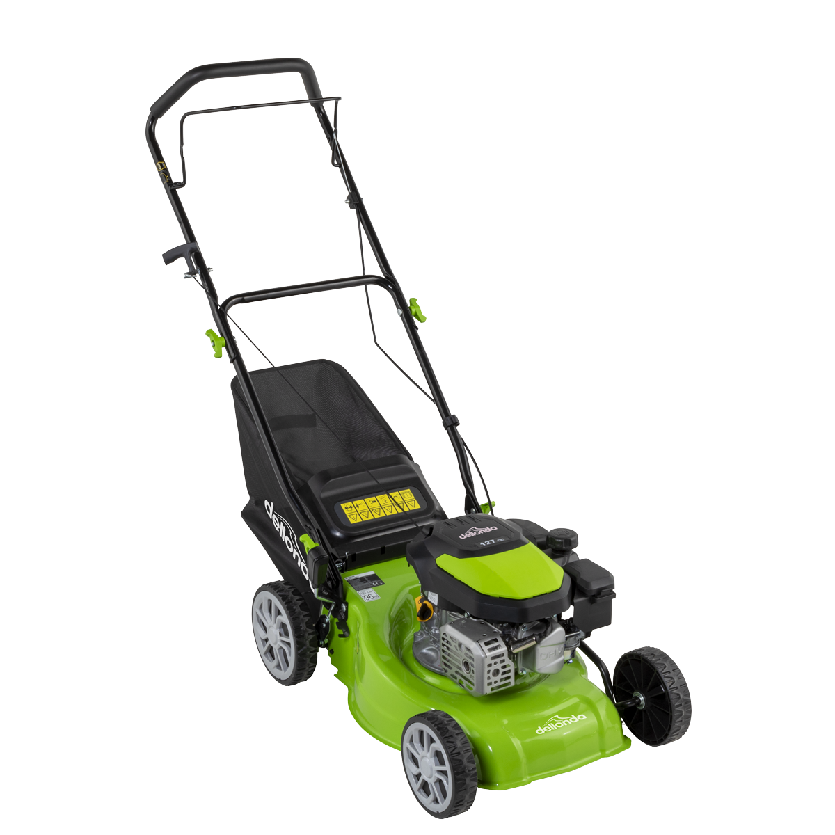 Dellonda Hand-Propelled Petrol Lawnmower Grass Cutter, 127cc 17"/41cm 4-Stroke