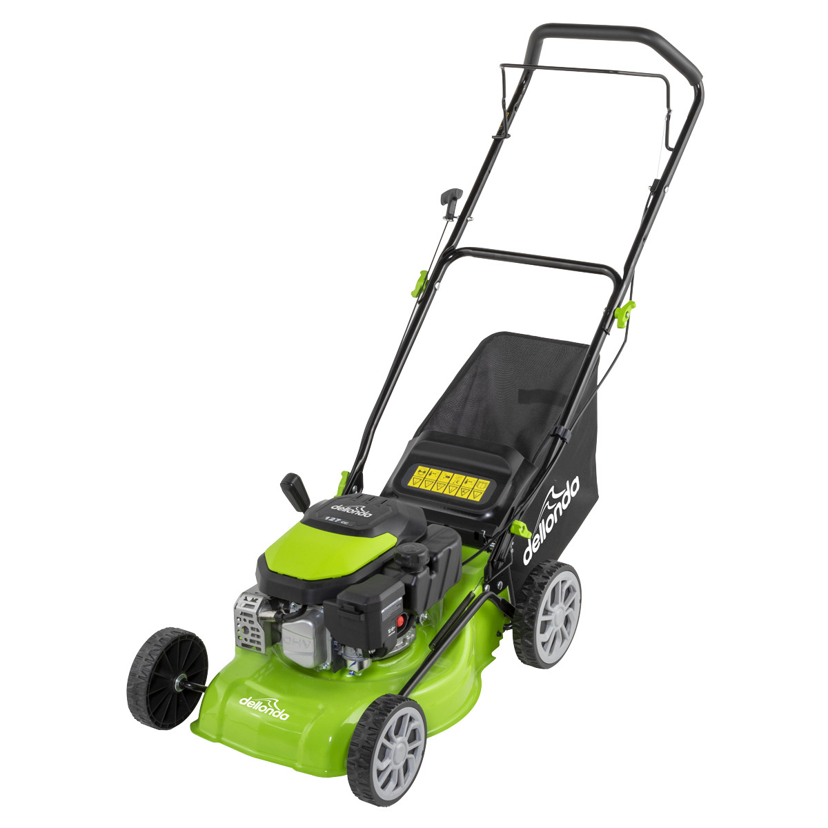 Dellonda Hand-Propelled Petrol Lawnmower Grass Cutter, 127cc 17"/41cm 4-Stroke