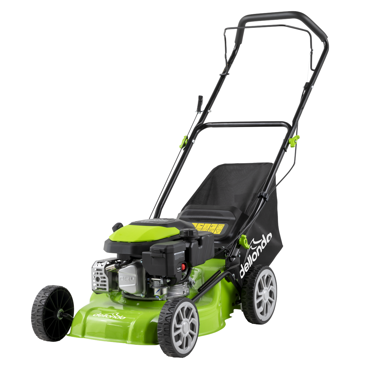 Dellonda Hand-Propelled Petrol Lawnmower Grass Cutter, 127cc 17"/41cm 4-Stroke
