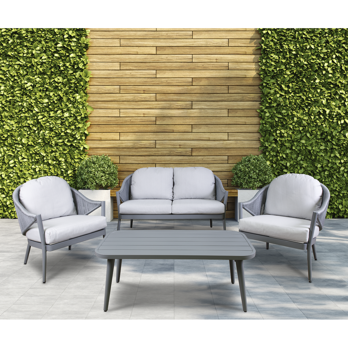 Dellonda Echo Aluminium Outdoor Sofa, Chair & Coffee Table Set 4pc