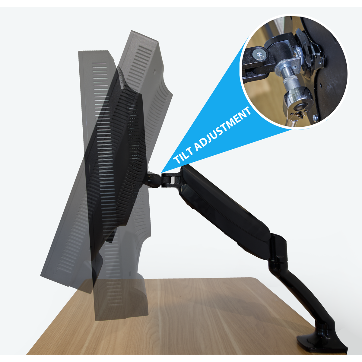 Dellonda Adjustable Single Monitor Arm with 360° Rotation - Black