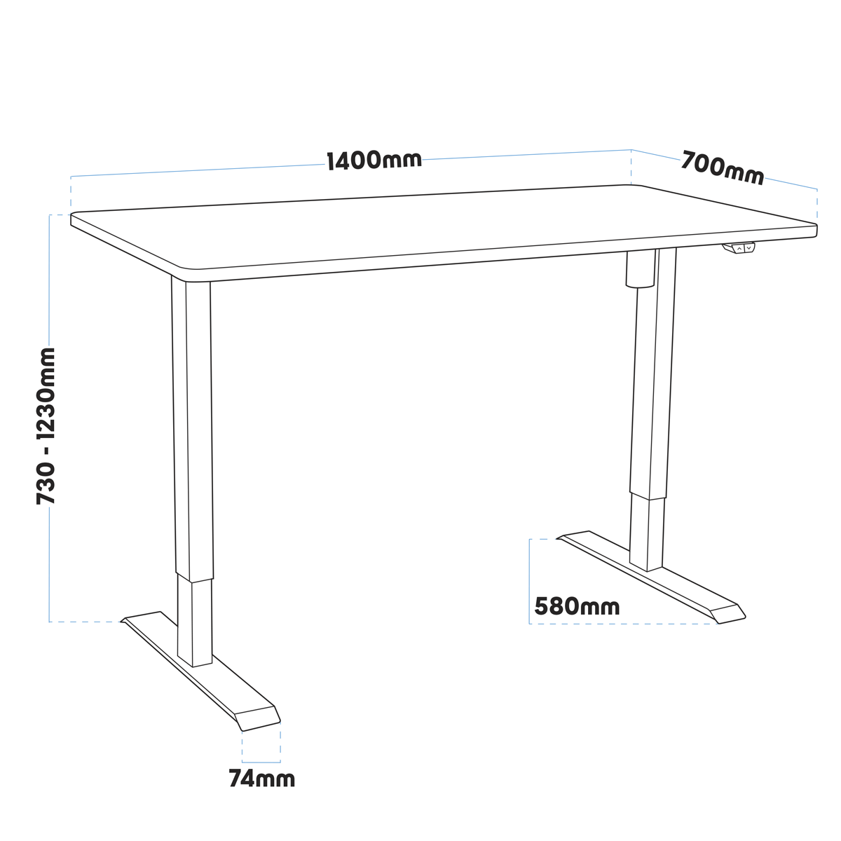 Dellonda Oak Electric Adjustable-Height Standing Desk with Memory, Quiet & Fast 1400 x 700mm
