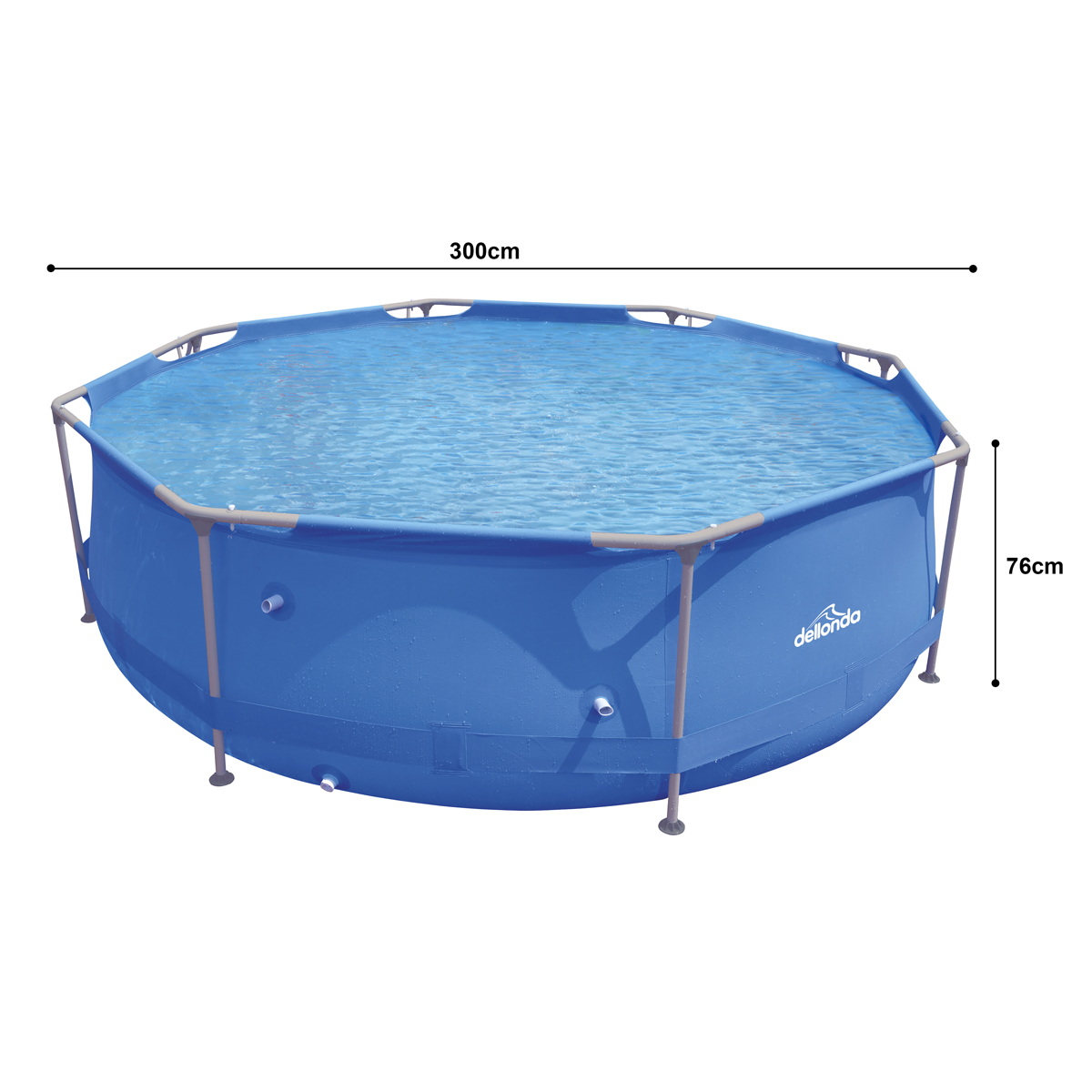 Dellonda Steel Frame Round Swimming Pool & Filter Pump 10ft - Blue