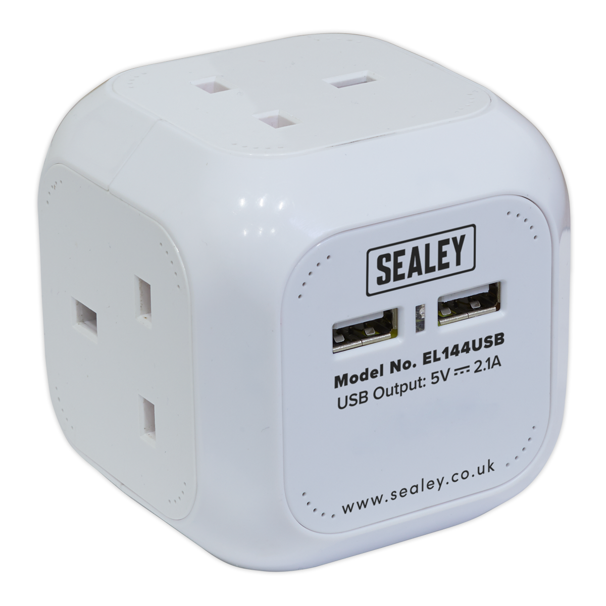 1.4m Extension Cable Cube 4 x 230V & 2 x USB Sockets - White