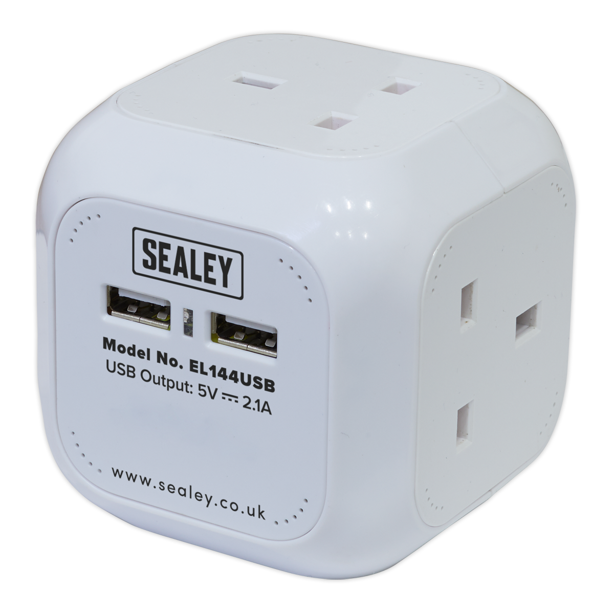 1.4m Extension Cable Cube 4 x 230V & 2 x USB Sockets - White