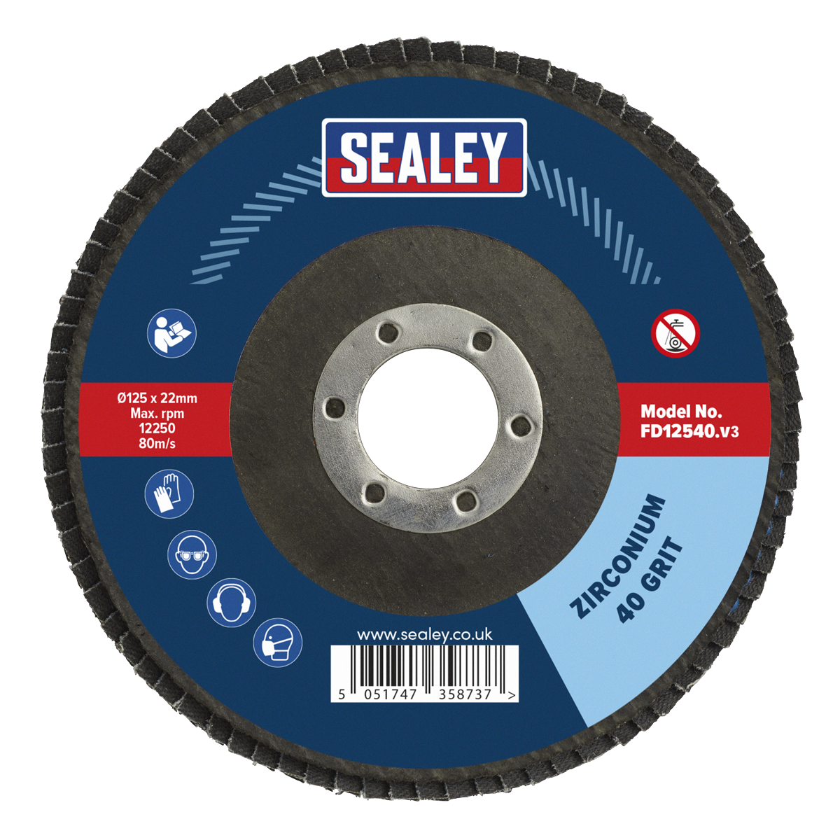 125mm Zirconium Flap Disc 40Grit 22mm Bore