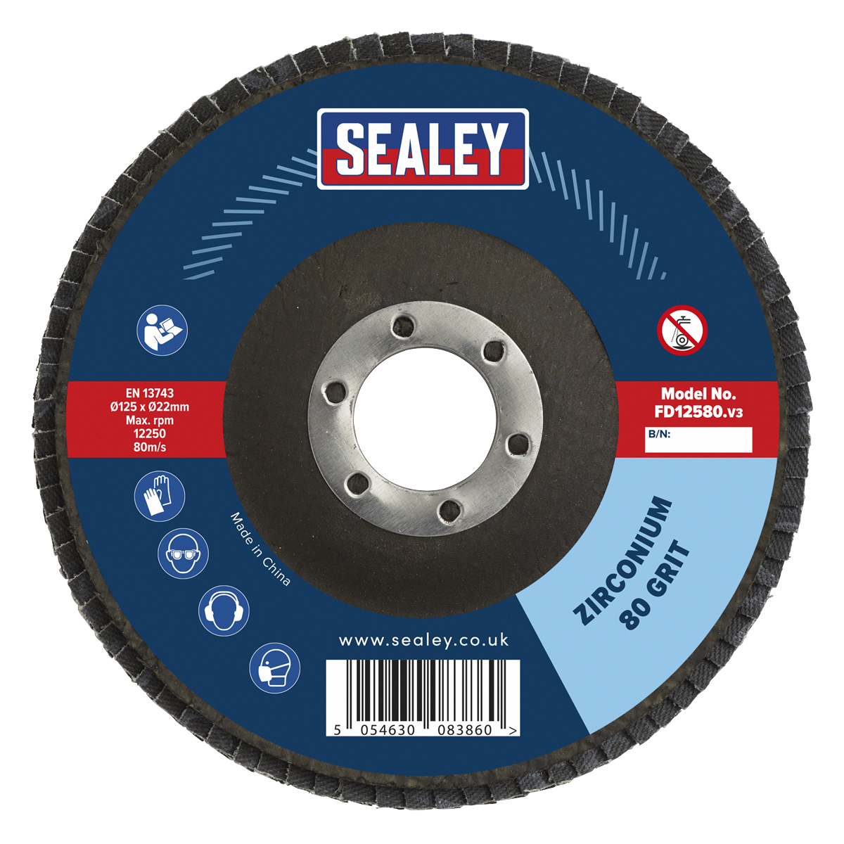 125mm Zirconium Flap Disc 80Grit 22mm Bore