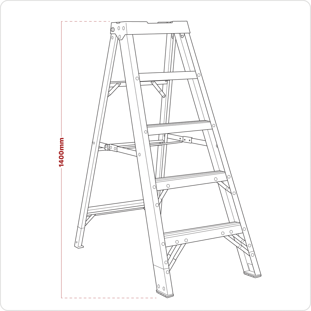 Fibreglass Step Ladder 4-Tread - BS EN 131