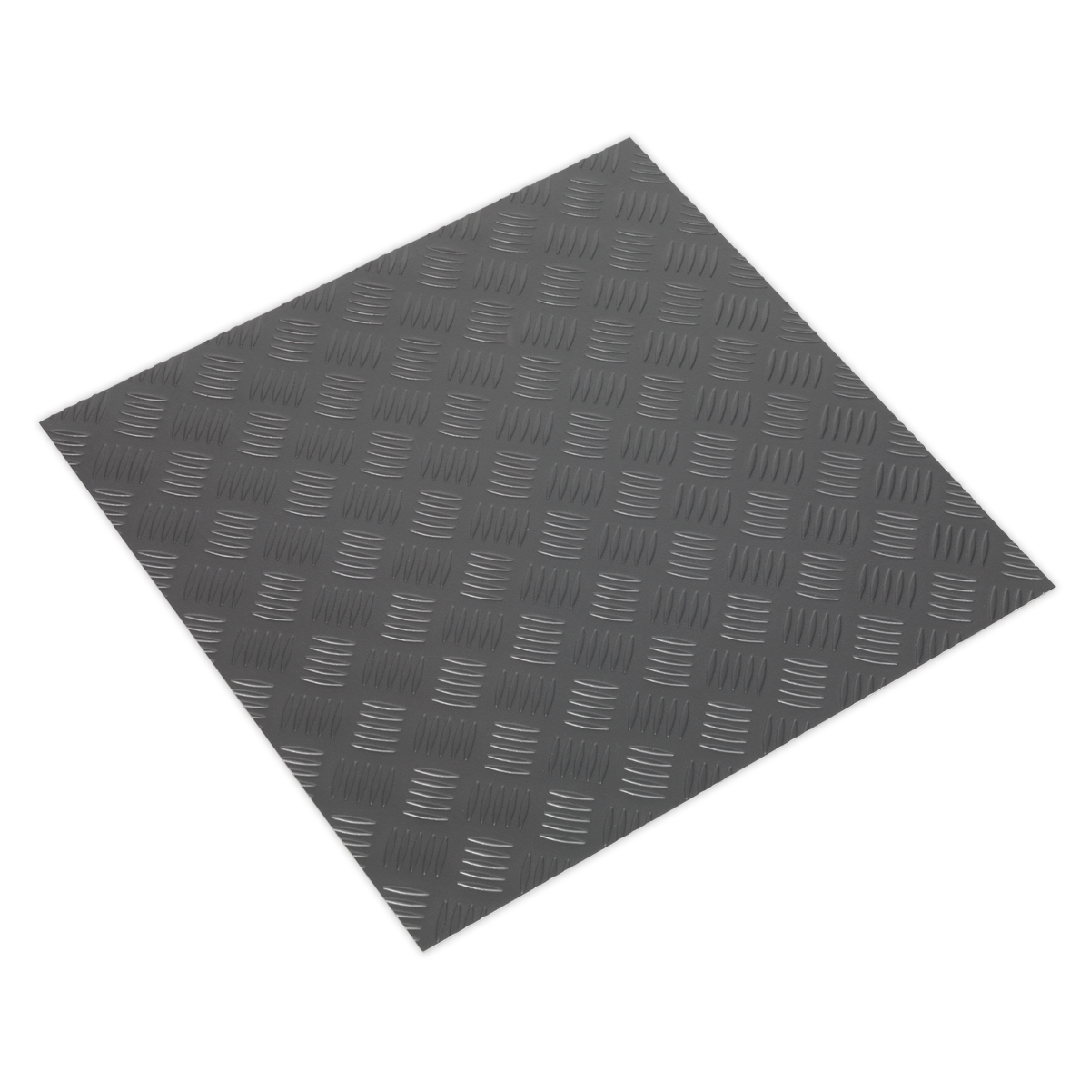 Vinyl Floor Tile with Peel & Stick Backing Silver Treadplate - Pack of 16