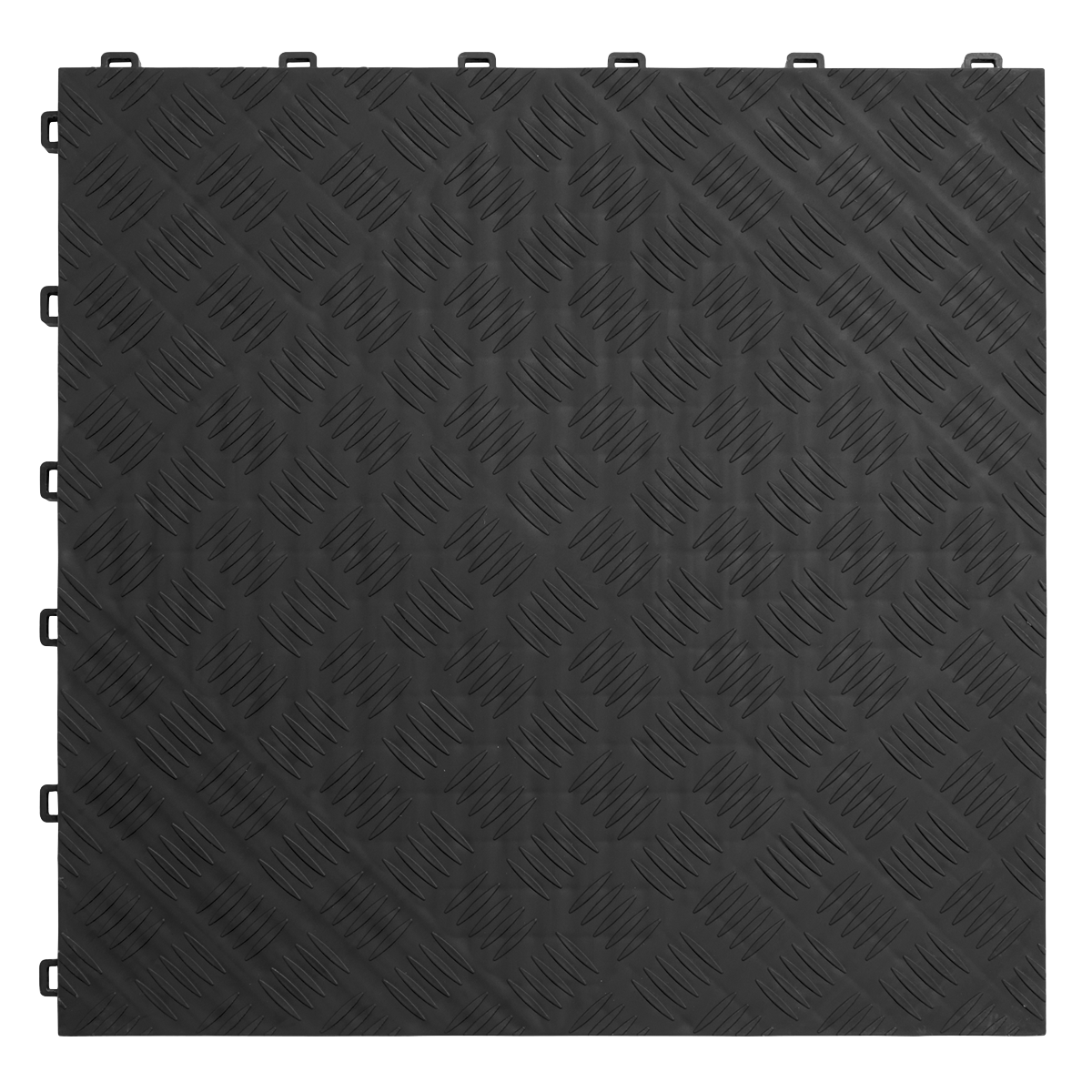 Polypropylene Floor Tile 400 x 400mm, Black Treadplate - Pack of 9