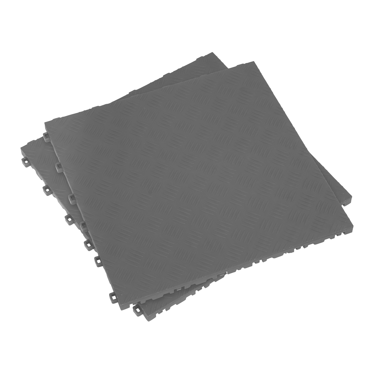Polypropylene Floor Tile 400 x 400mm, Grey Treadplate - Pack of 9