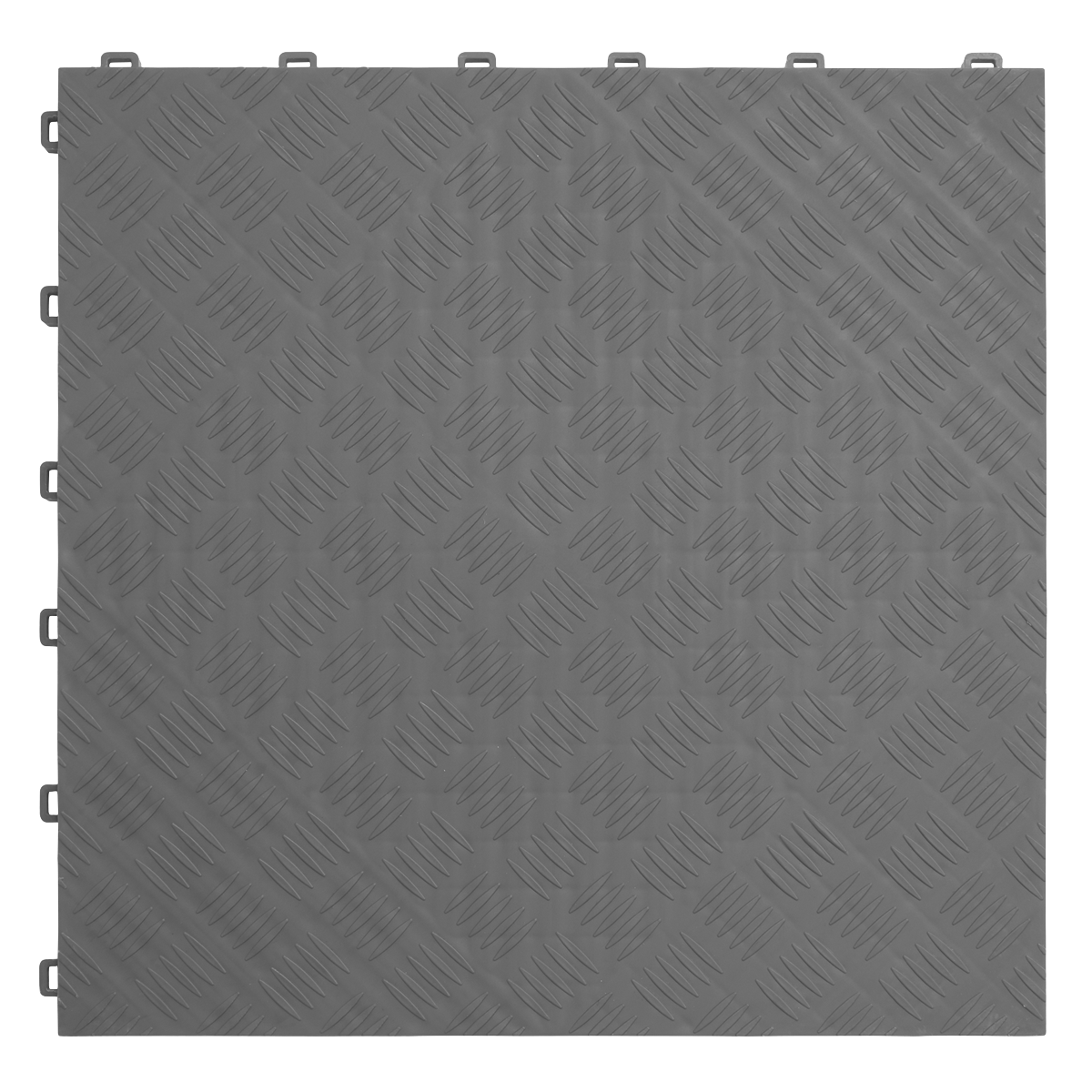 Polypropylene Floor Tile 400 x 400mm, Grey Treadplate - Pack of 9