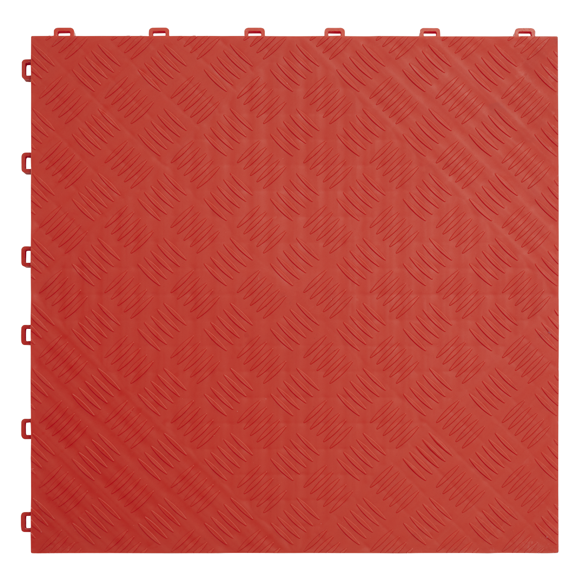 Polypropylene Floor Tile 400 x 400mm, Red Treadplate - Pack of 9