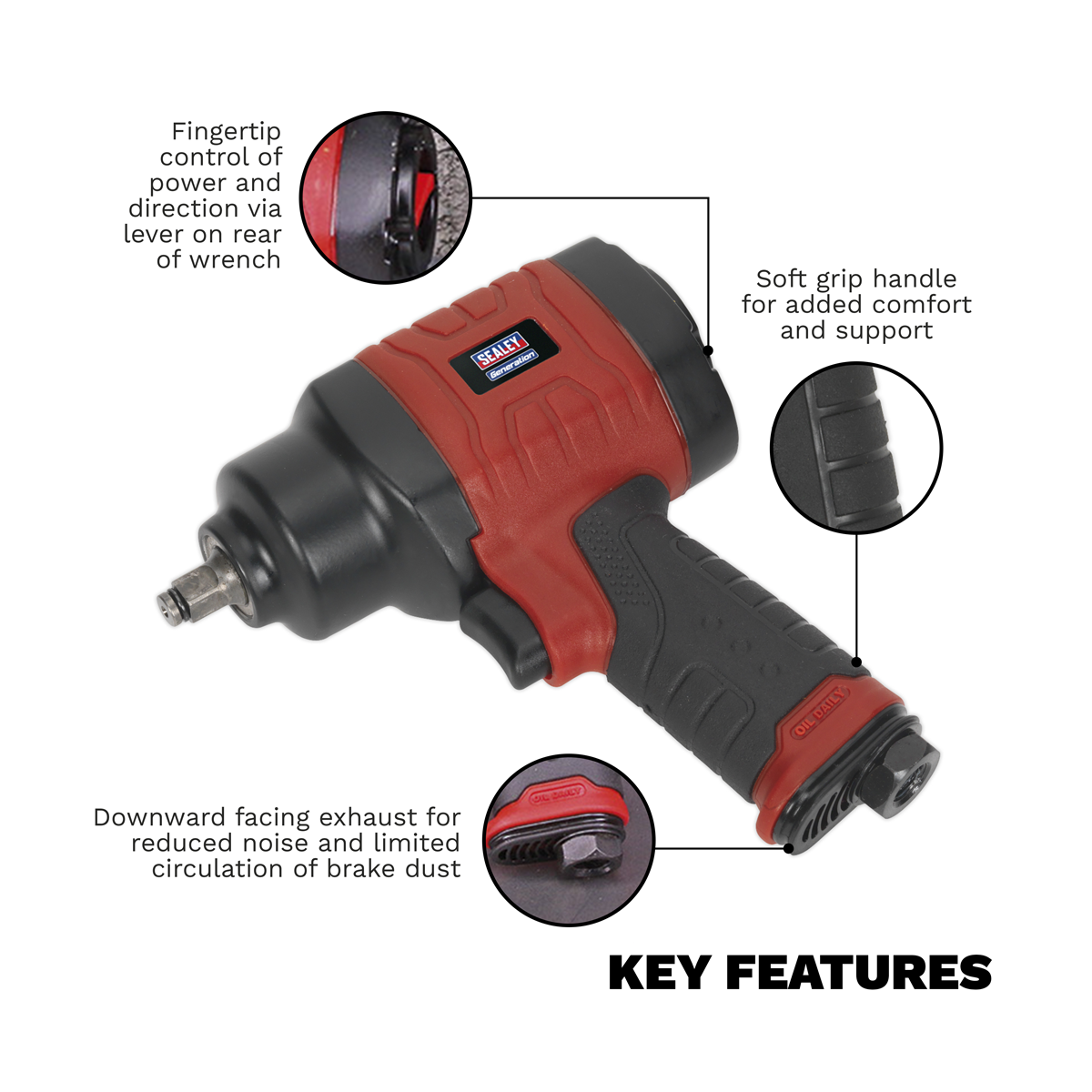 Generation Composite Twin Hammer Air Impact Wrench 3/8"Sq Drive