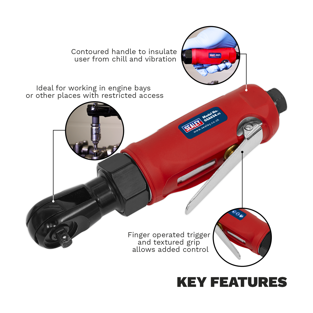 Generation Compact Air Ratchet Wrench 1/4"Sq Drive