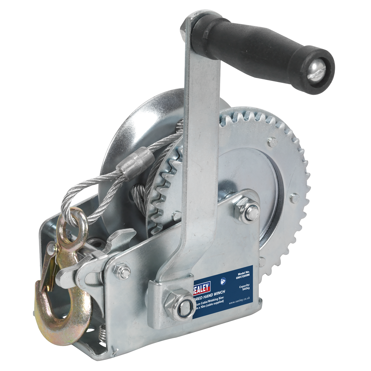 Geared Hand Winch with Cable 540kg Capacity