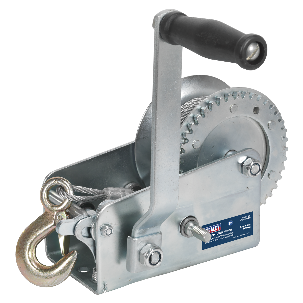 Geared Hand Winch with Cable 900kg Capacity