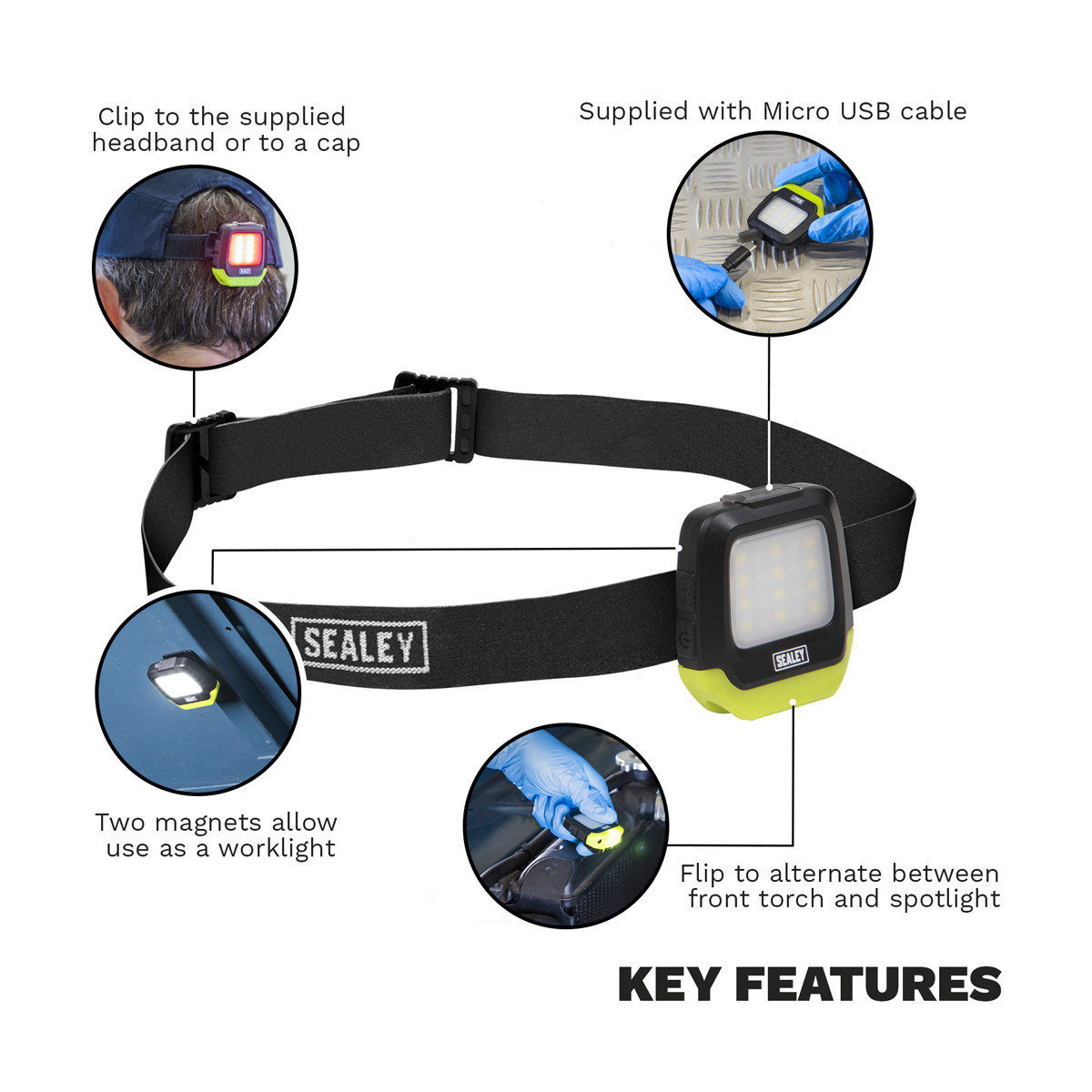 Rechargeable Clip Light with Auto-Sensor 2W & 1.5W SMD LED