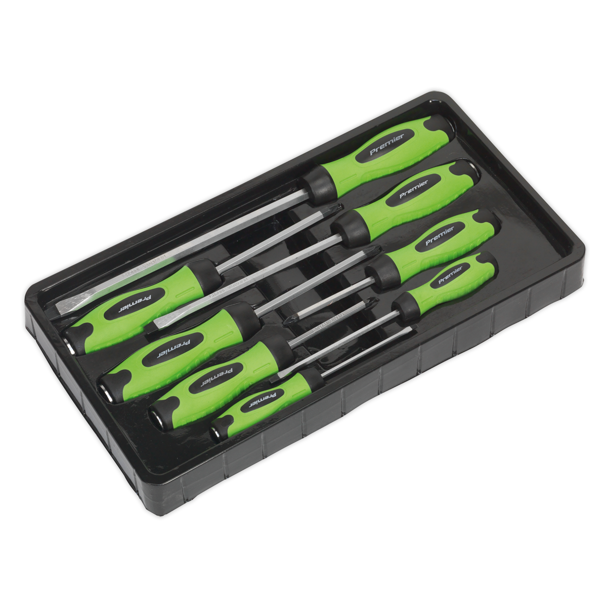 Premier Hammer-Thru Screwdriver Set 8pc - Hi-Vis Green