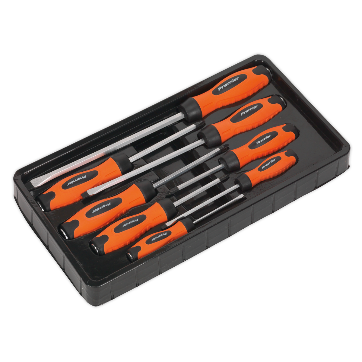 Premier Hammer-Thru Screwdriver Set 8pc - Hi-Vis Orange
