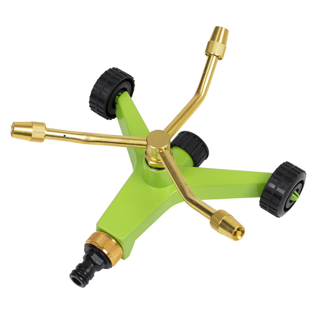 3-Arm Brass Sprinkler with Metal Wheeled Base