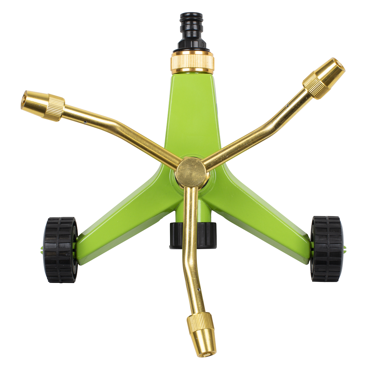 3-Arm Brass Sprinkler with Metal Wheeled Base
