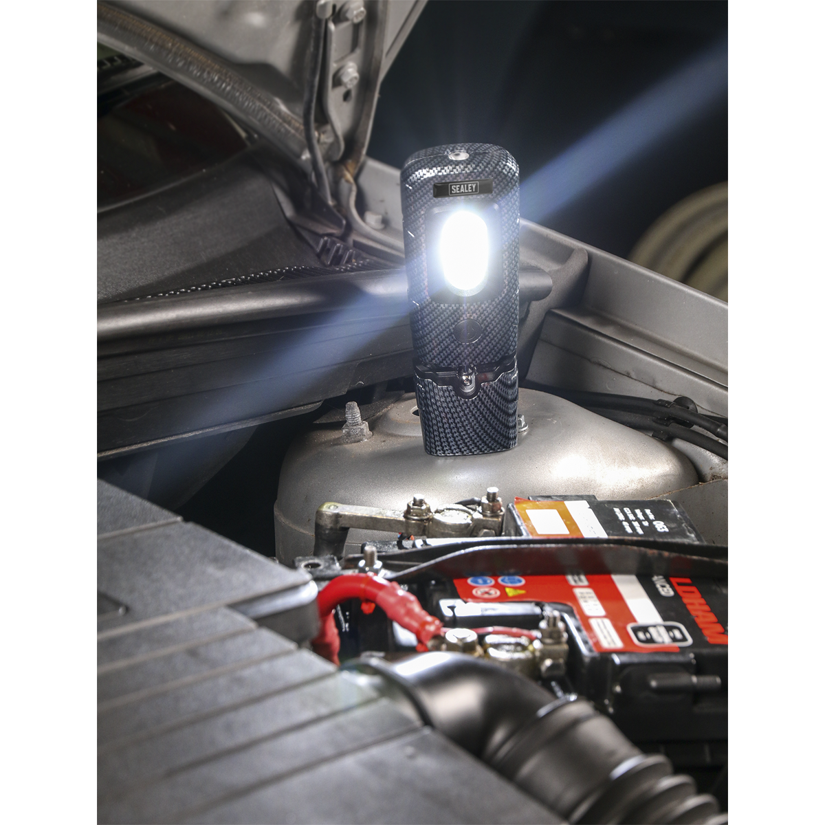 Rechargeable 360° Inspection Light 3W COB & 1W SMD LED - Carbon Fibre Effect