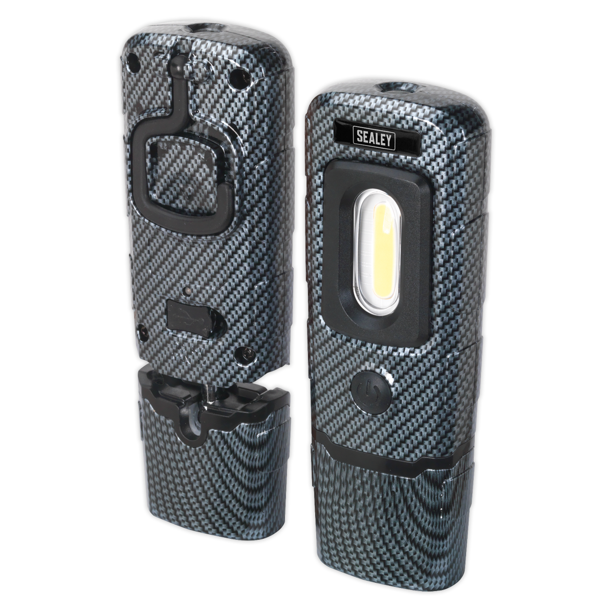 Rechargeable 360° Inspection Light 3W COB & 1W SMD LED - Carbon Fibre Effect