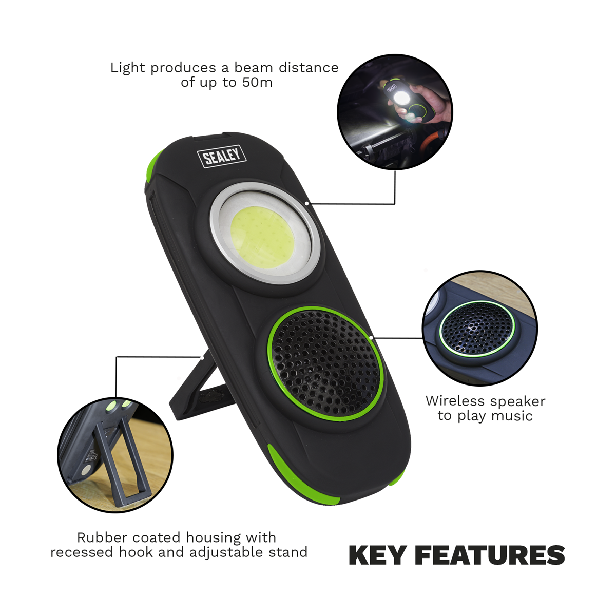 Rechargeable Torch with Wireless Speaker 10W COB LED