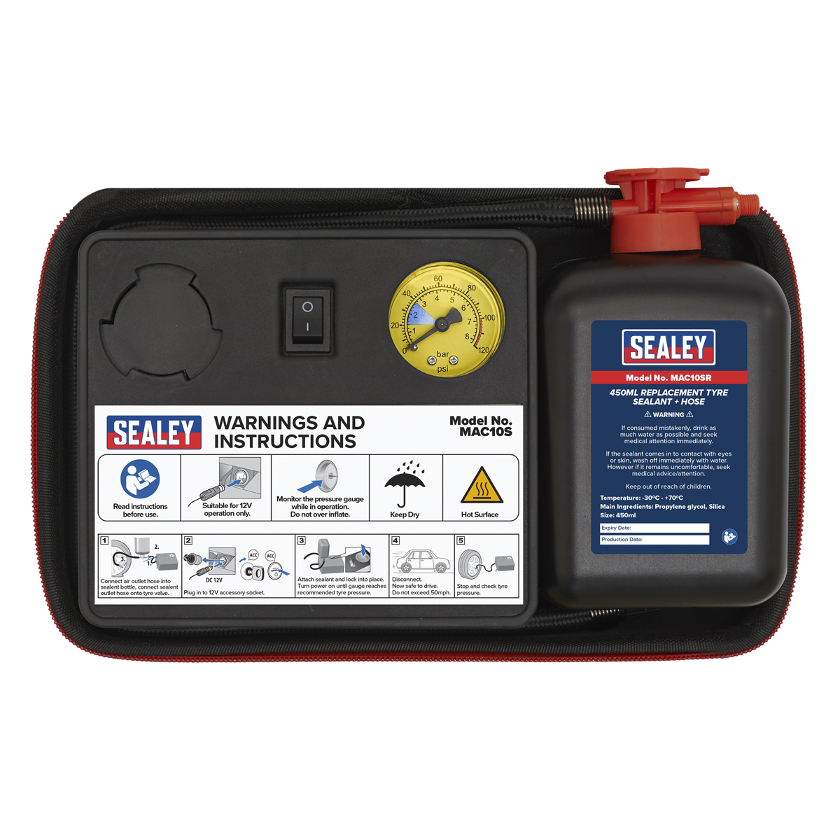 Tyre Inflator & Emergency Puncture Sealant Kit 12V