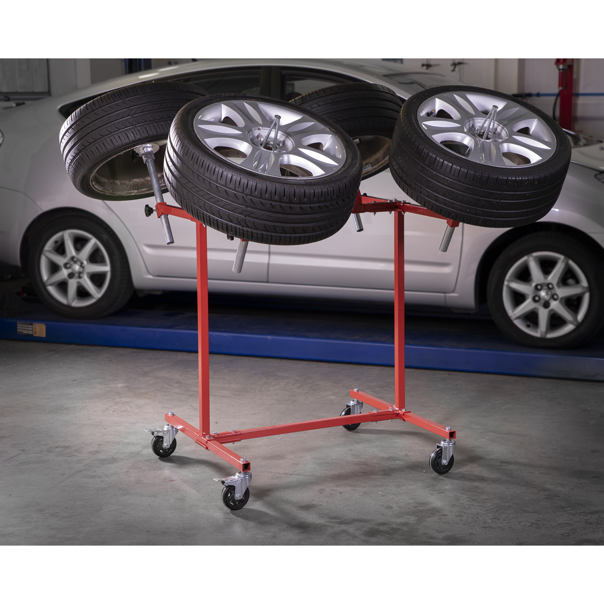 Heavy-Duty Alloy Wheel Painting/Repair Stand 4 Wheel Capacity