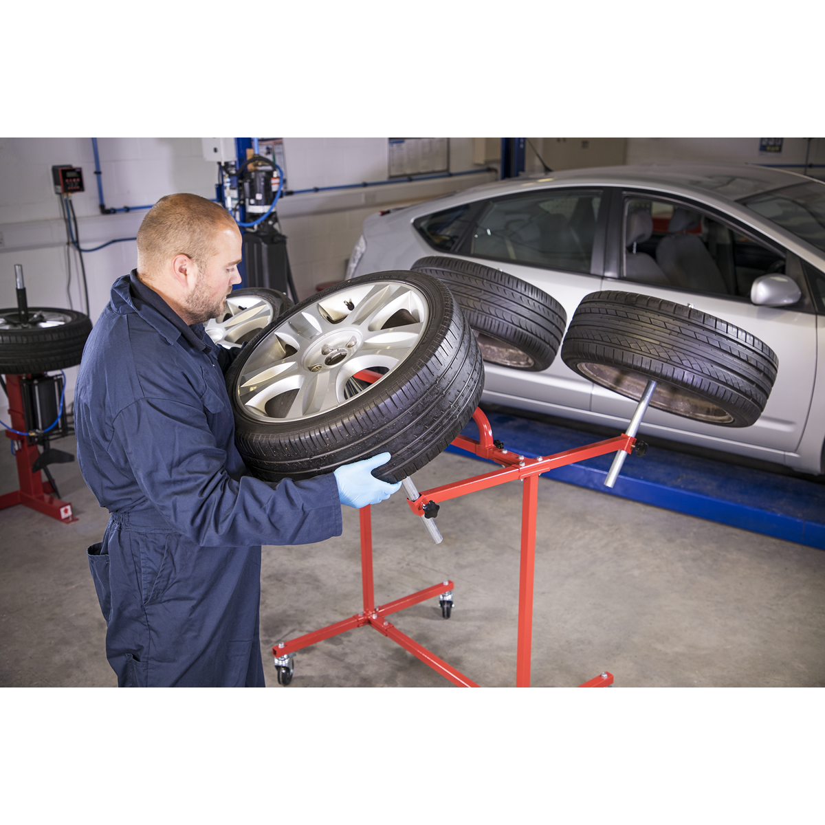 Heavy-Duty Alloy Wheel Painting/Repair Stand 4 Wheel Capacity