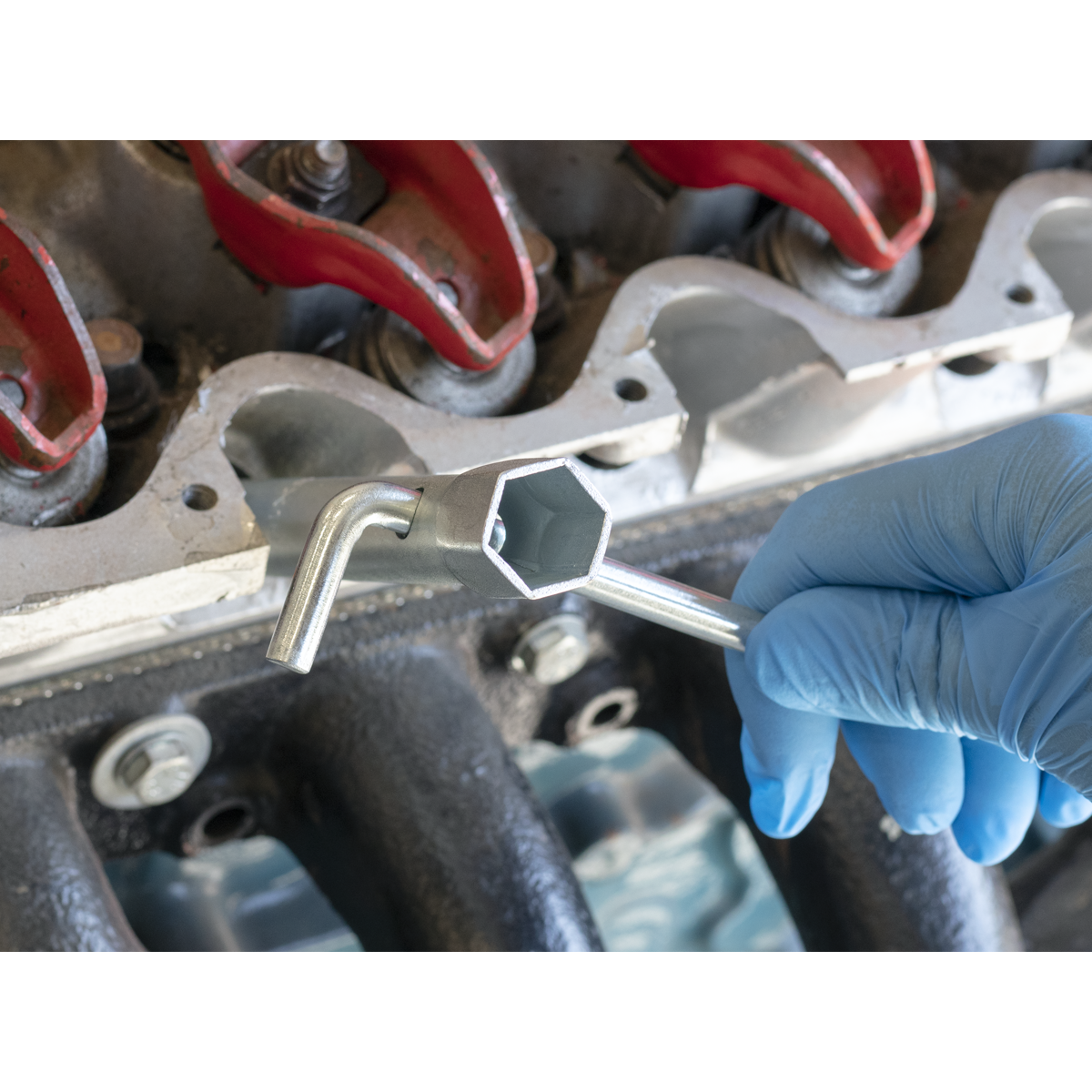 Long Reach Double End Spark Plug Box Spanner with L-Bar