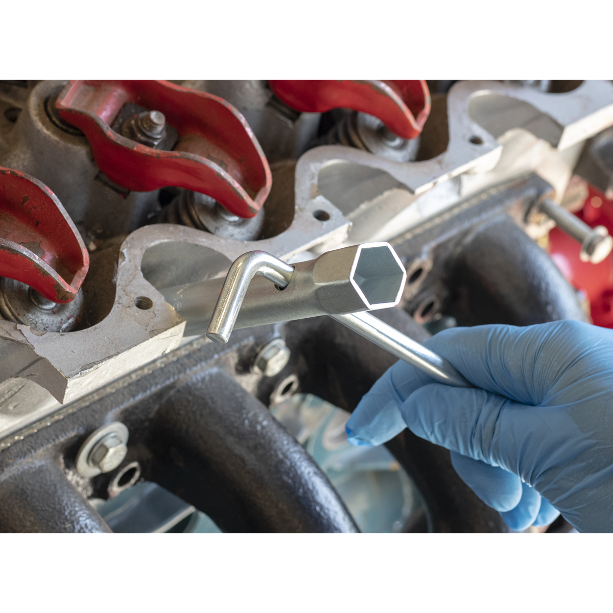 Long Reach Double End Spark Plug Box Spanner with L-Bar