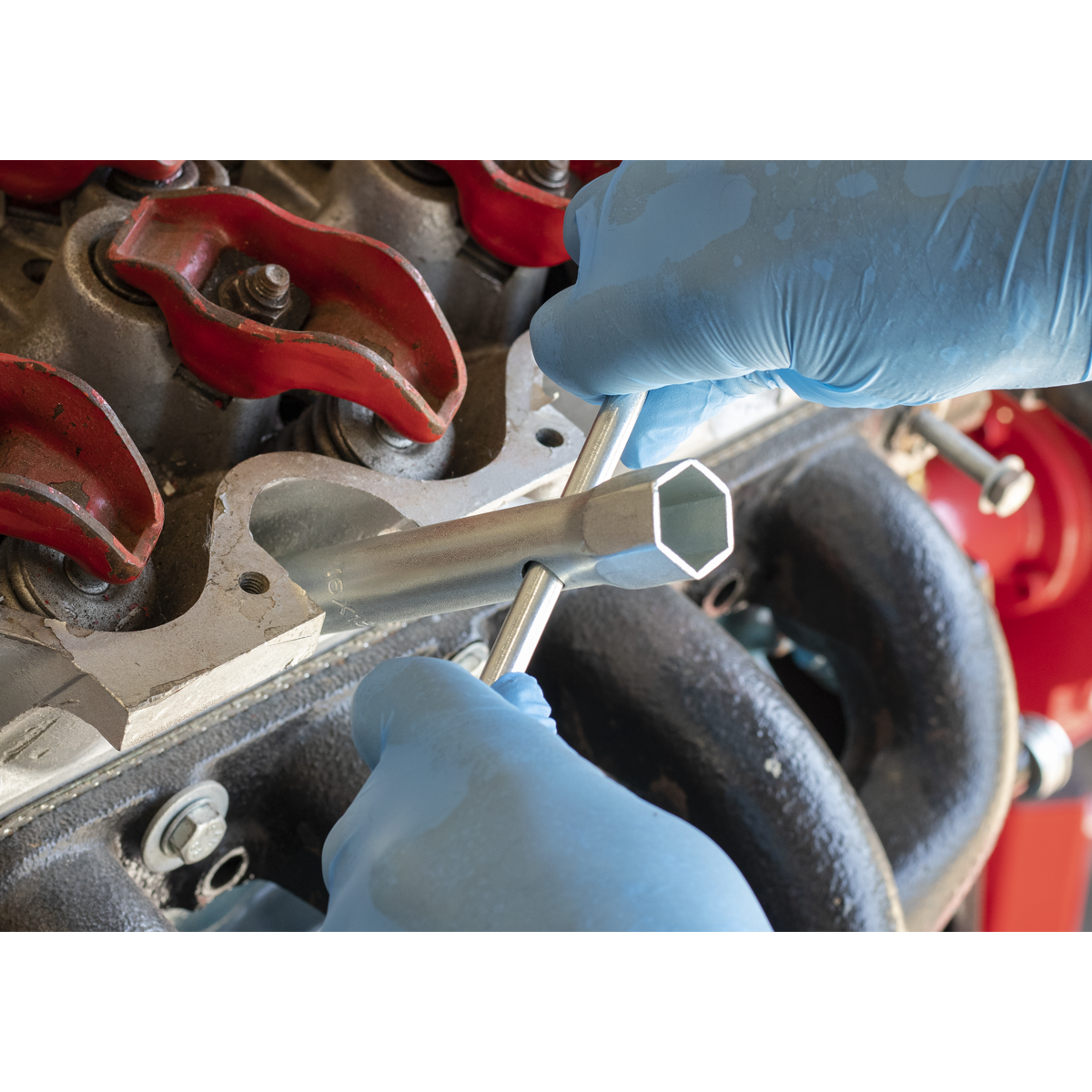 Long Reach Double End Spark Plug Box Spanner with L-Bar