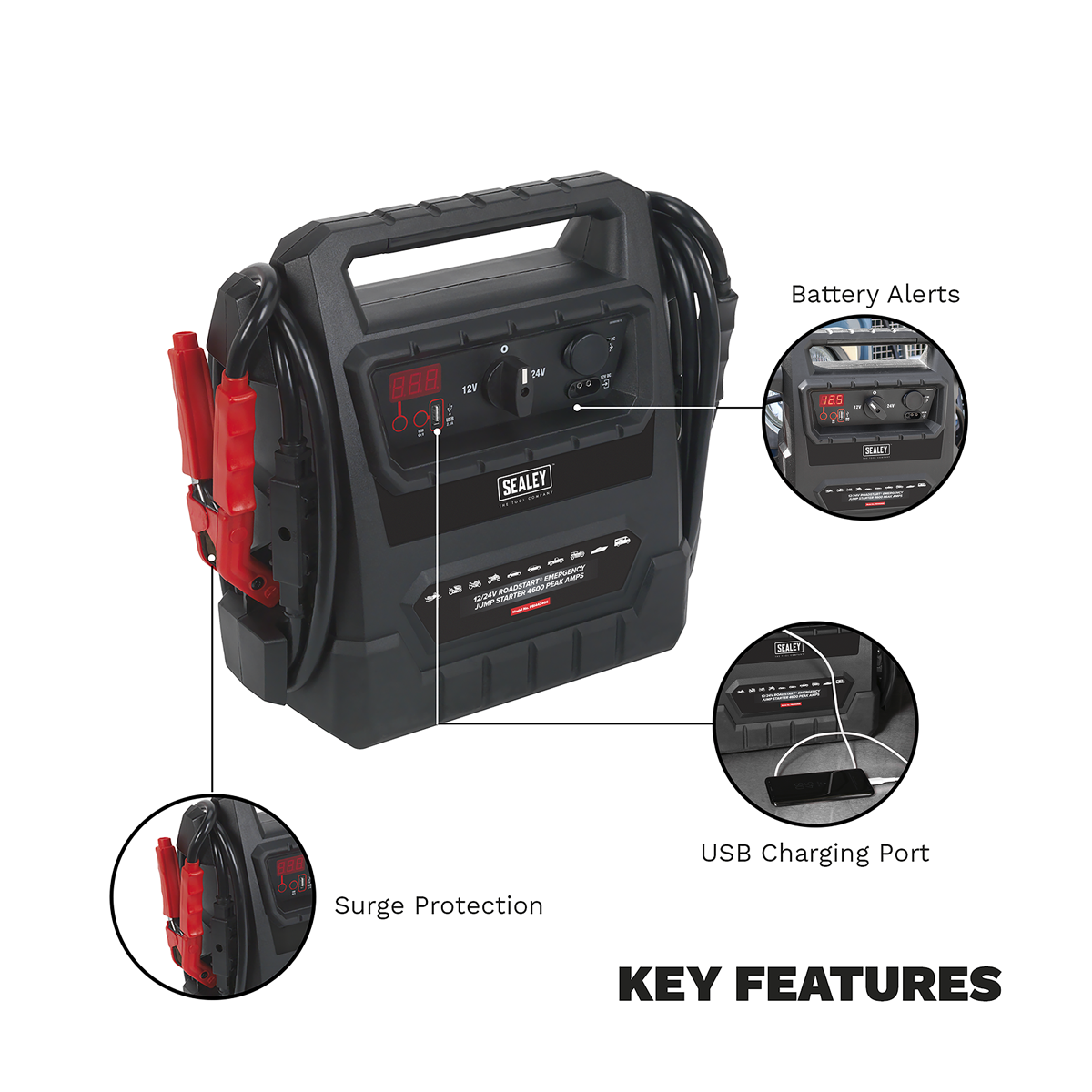 12/24V RoadStart® Emergency Jump Starter 4600 Peak Amps - DEKRA Approved