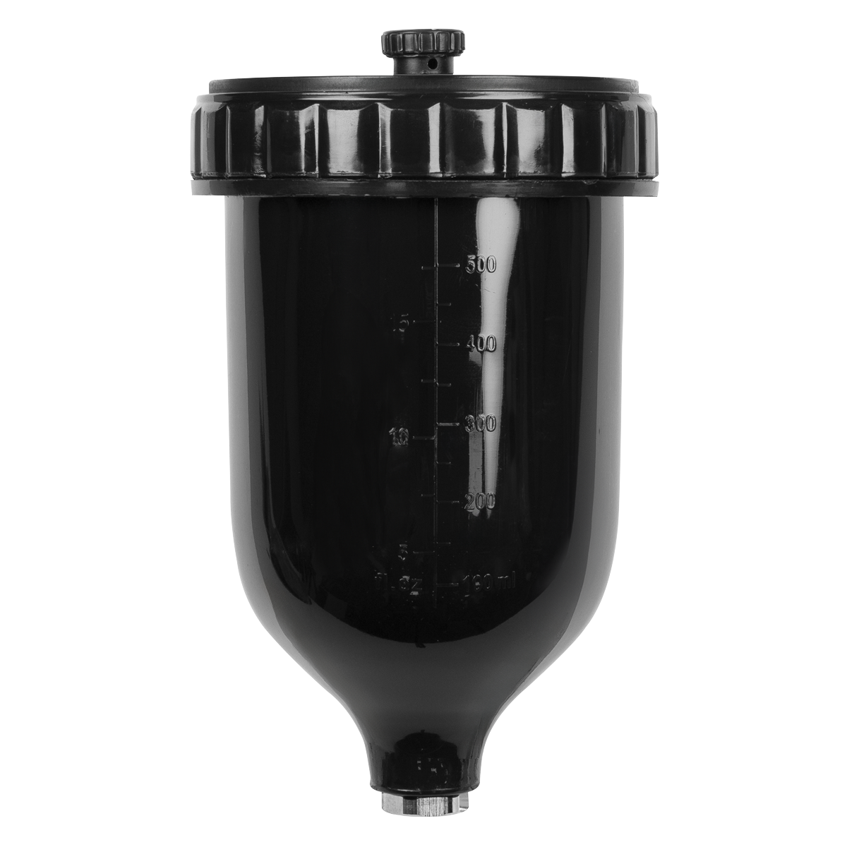 UV Paint Spray Gun Pot with Brass Fitting 600ml - Black