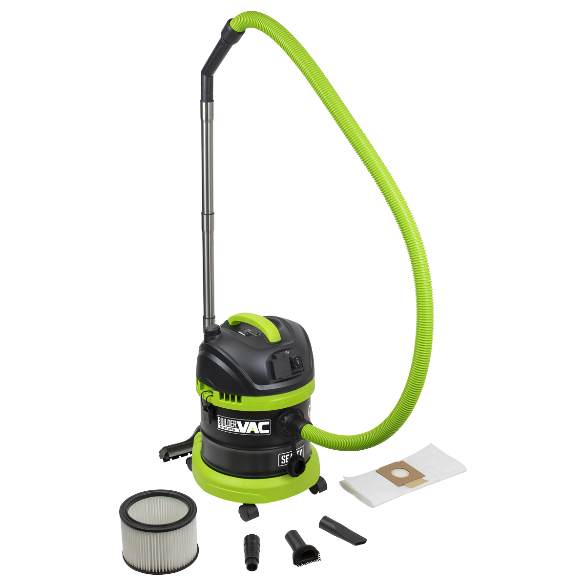BuilderVac® Wet & Dry Vacuum Cleaner 15L Stainless Steel Drum M Class Filtration