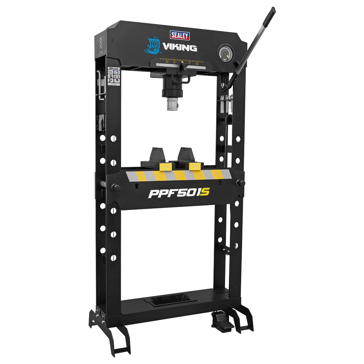 Viking Floor Type Air/Hydraulic Press with Sliding Ram and Foot Pedal 50 Tonne