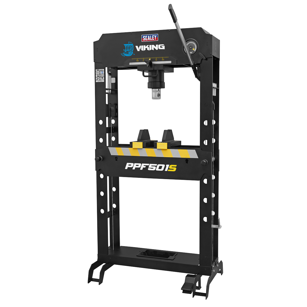 Viking Floor Type Air/Hydraulic Press with Sliding Ram and Foot Pedal 50 Tonne