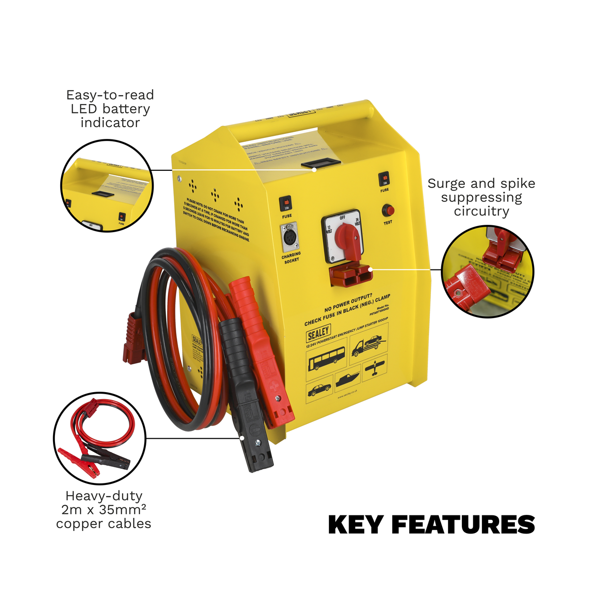 12/24V Emergency Heavy-Duty Jump Starter 1000hp Start