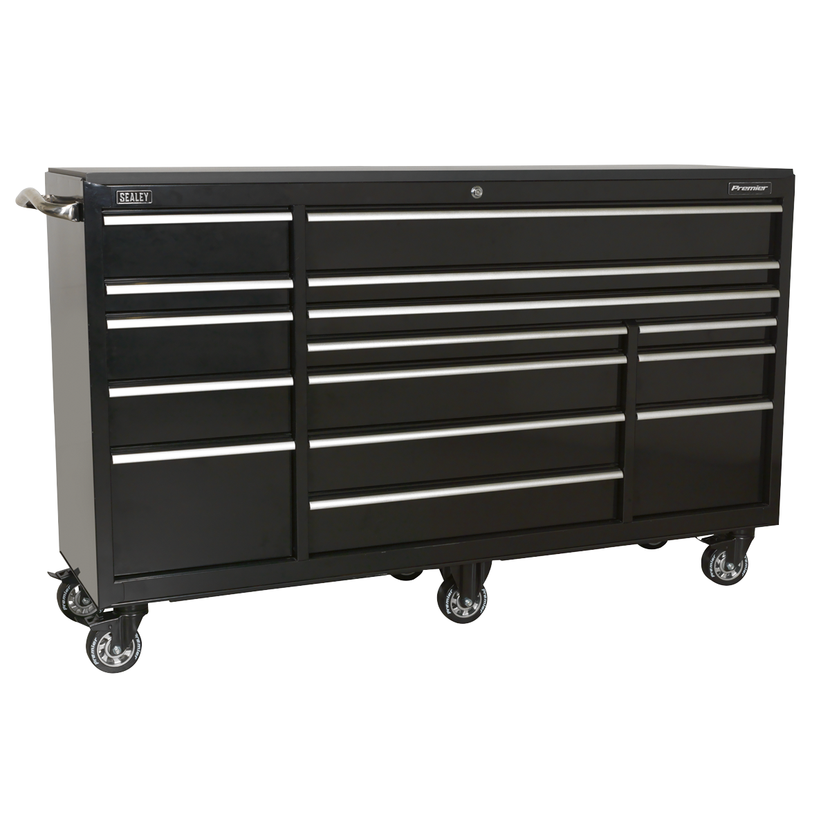 Premier™ Heavy-Duty Extra-Wide Rollcab 15 Drawer 1845mm - Black
