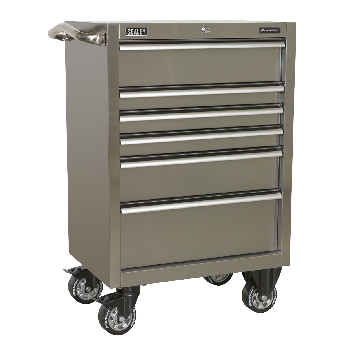Premier™ Heavy-Duty Rollcab 6 Drawer 675mm - Stainless Steel