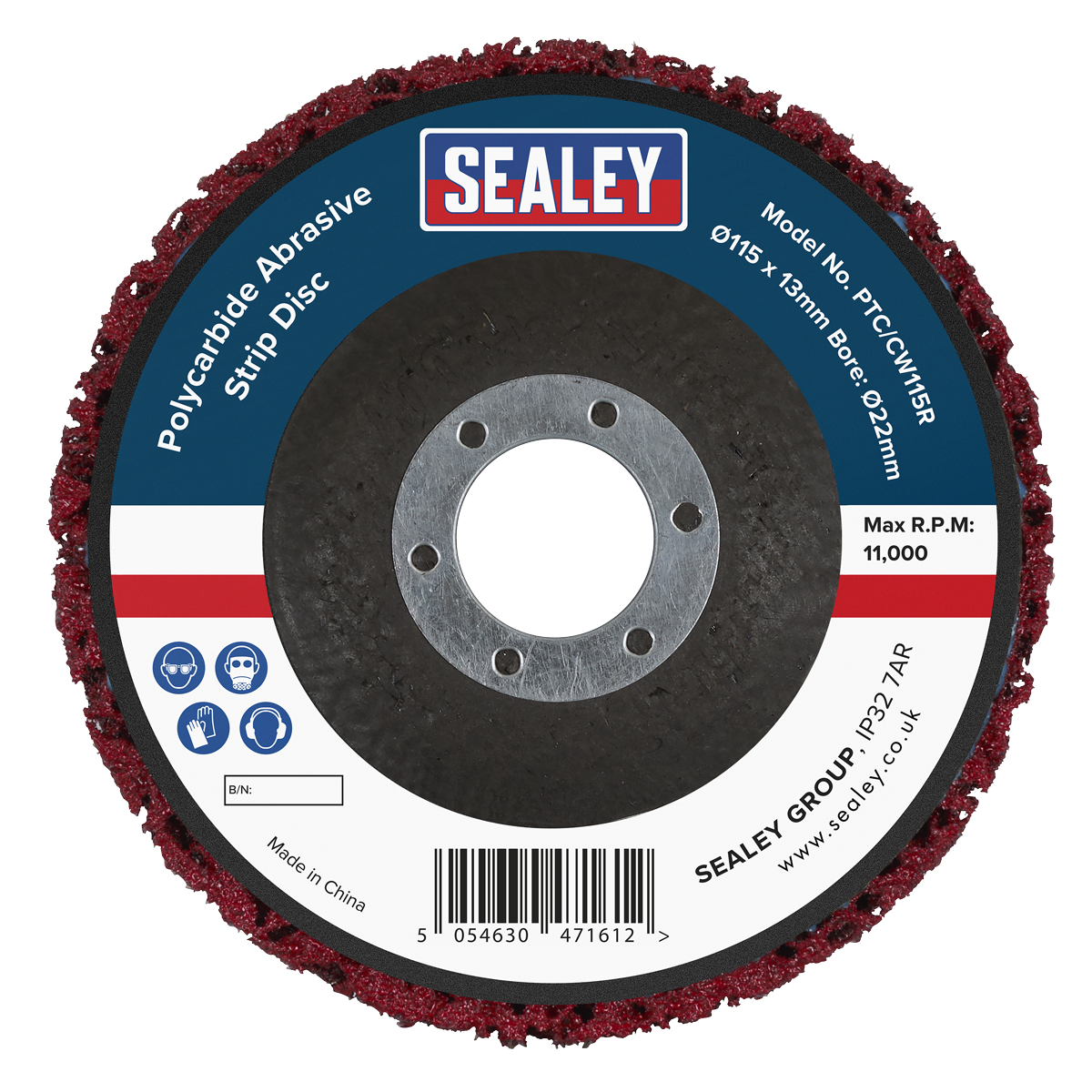 Polycarbide Abrasive Strip Disc 115 x 13 x 22mm - Red