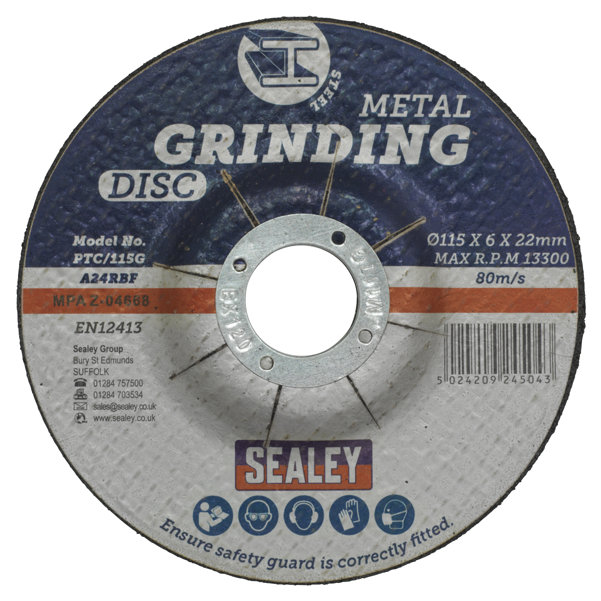 115 x 6mm Grinding Disc 22mm Bore - Pack of 12