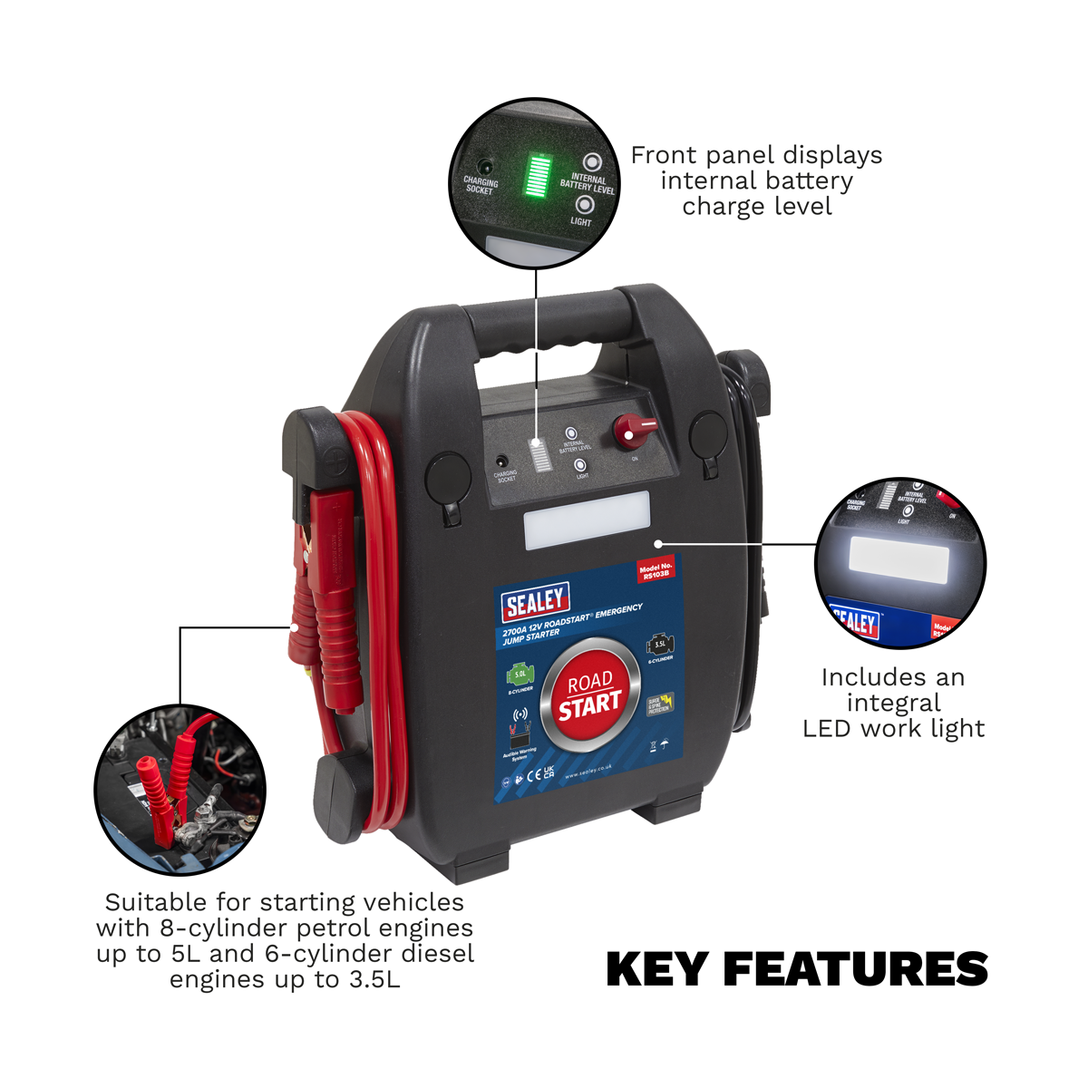 RoadStart® 12V Emergency 8-Cylinder Jump Starter 5L
