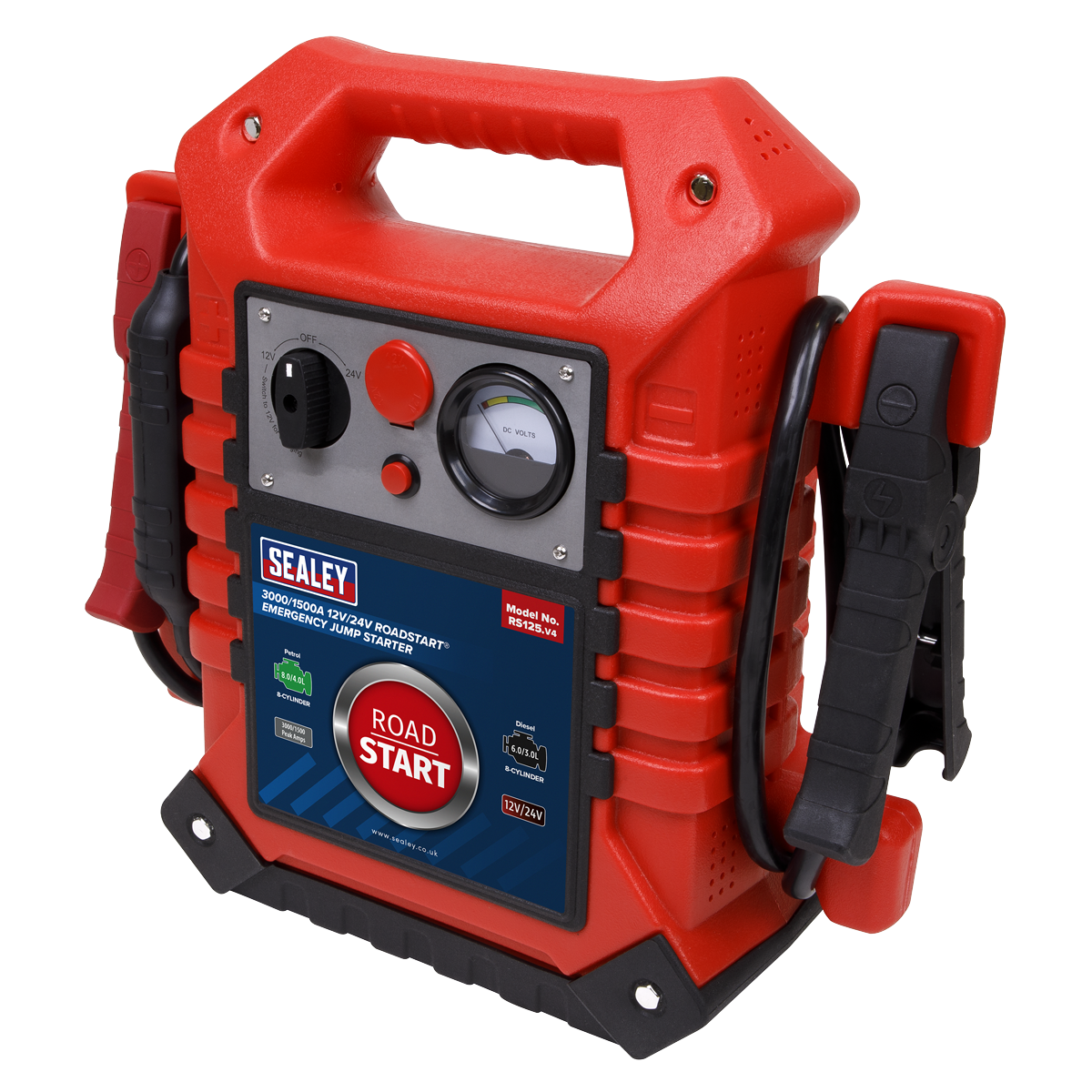 RoadStart® 12/24V Emergency Jump Starter 3000/1500 Peak Amps