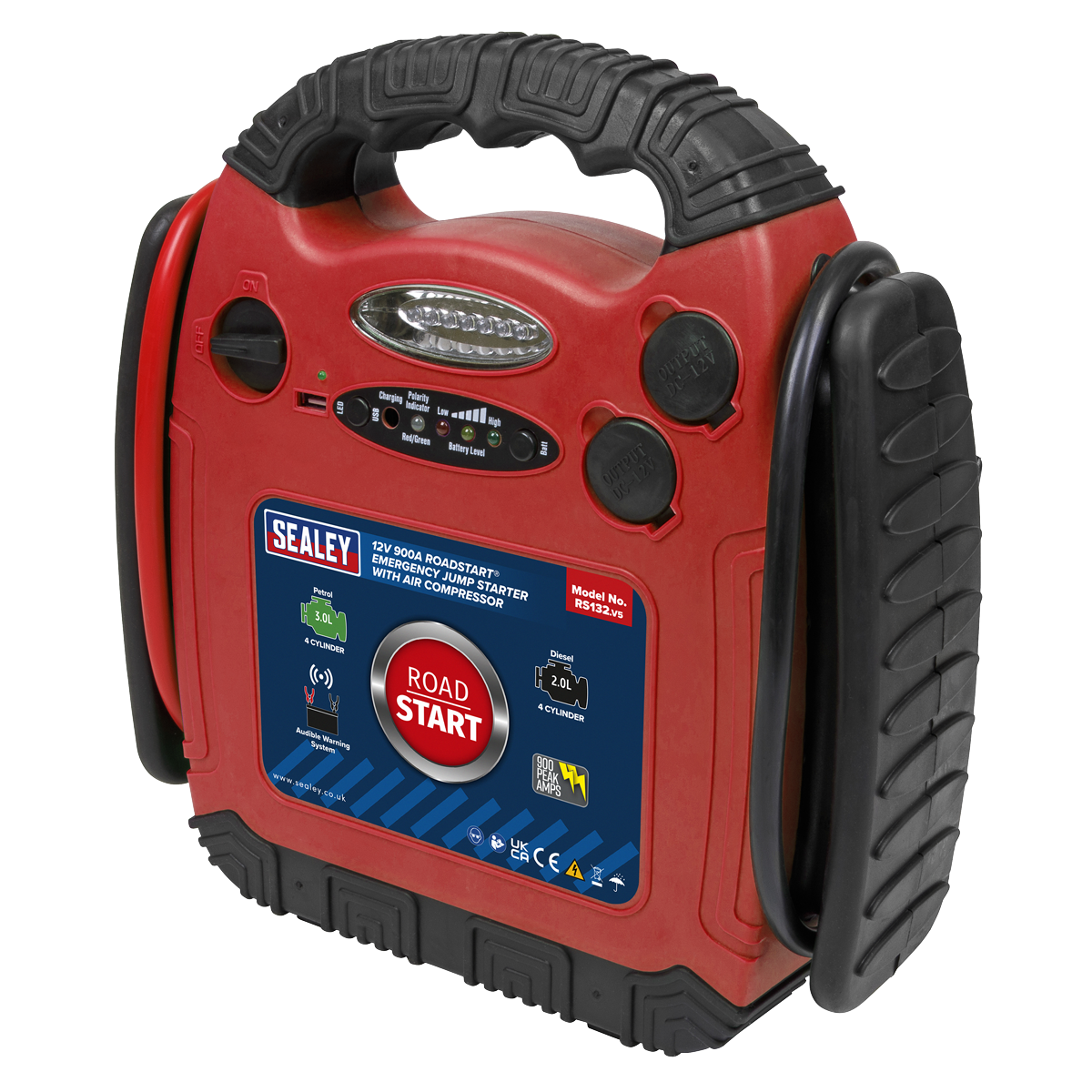RoadStart® 12V Emergency Jump Starter with Air Compressor 900 Peak Amps