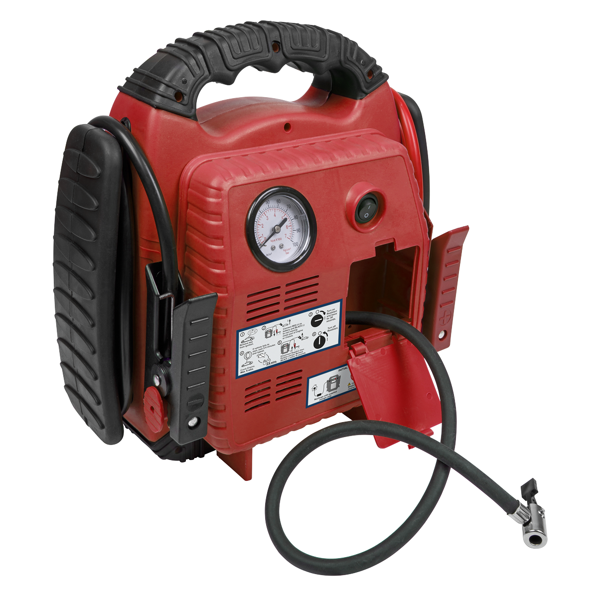 RoadStart® 12V Emergency Jump Starter with Air Compressor 900 Peak Amps