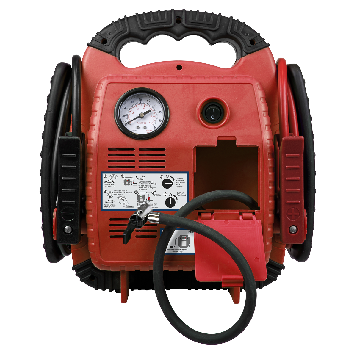 RoadStart® 12V Emergency Jump Starter with Air Compressor 900 Peak Amps